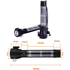 Multi-function-Flashlight-,Safety-Hammer,Power-Bank,Solar-li